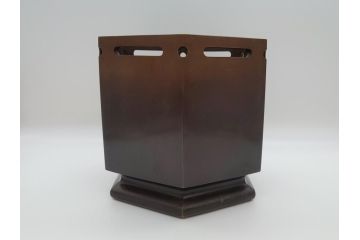明治〜大正　六角　使い込むほどに味の出る古銅火鉢(手あぶり、鉢カバー、茶道具)(R-061783)