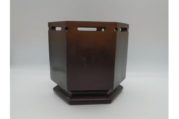 明治〜大正　六角　使い込むほどに味の出る古銅火鉢(手あぶり、鉢カバー、茶道具)(R-061783)