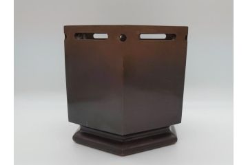 明治〜大正　六角　使い込むほどに味の出る古銅火鉢(手あぶり、鉢カバー、茶道具)(R-061783)