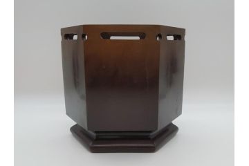 明治〜大正　六角　使い込むほどに味の出る古銅火鉢(手あぶり、鉢カバー、茶道具)(R-061783)