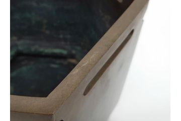 明治〜大正　六角　使い込むほどに味の出る古銅火鉢(手あぶり、鉢カバー、茶道具)(R-061783)