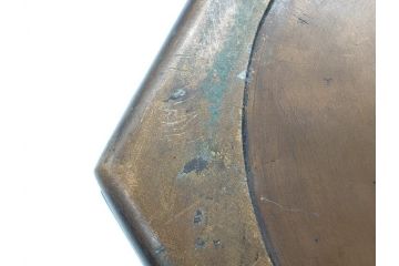 明治〜大正　六角　使い込むほどに味の出る古銅火鉢(手あぶり、鉢カバー、茶道具)(R-061783)