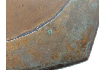 明治〜大正　六角　使い込むほどに味の出る古銅火鉢(手あぶり、鉢カバー、茶道具)(R-061783)