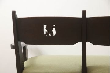 中古　美品　神戸洋家具　永田良介商店　タツ型の彫刻が存在感を放つ3人掛けソファ(三人掛け、3P)(R-061790)