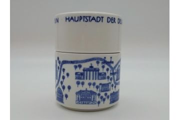 1960年代　レア　ドイツ　マイセン　Meissen　円形　蓋付き　ベルリンの街並みが描かれた小物入れ(筒型、蓋物、西洋陶磁器、BERLIN、HAUPTSTADT DER DEUTSCHEN DEMOKRATISCHEN REPUBLIK)(R-061793)