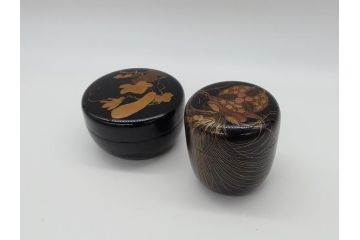 時代物　蒔絵　香合　棗　2個セット(小物入れ、茶道具、茶器、漆器、漆工芸)(R-061795)