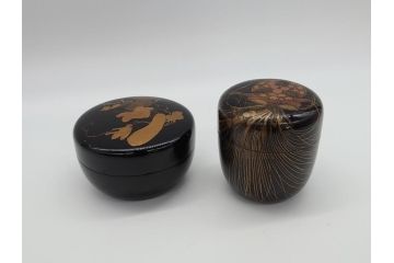 時代物　蒔絵　香合　棗　2個セット(小物入れ、茶道具、茶器、漆器、漆工芸)(R-061795)