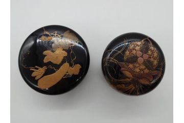 時代物　蒔絵　香合　棗　2個セット(小物入れ、茶道具、茶器、漆器、漆工芸)(R-061795)