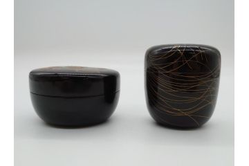 時代物　蒔絵　香合　棗　2個セット(小物入れ、茶道具、茶器、漆器、漆工芸)(R-061795)