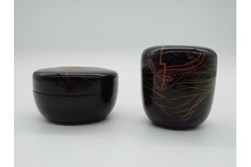 時代物　蒔絵　香合　棗　2個セット(小物入れ、茶道具、茶器、漆器、漆工芸)(R-061795)