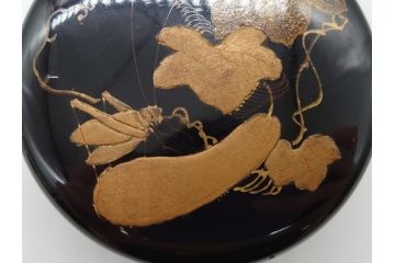時代物　蒔絵　香合　棗　2個セット(小物入れ、茶道具、茶器、漆器、漆工芸)(R-061795)