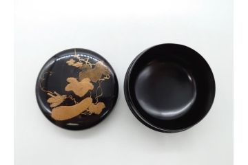 時代物　蒔絵　香合　棗　2個セット(小物入れ、茶道具、茶器、漆器、漆工芸)(R-061795)