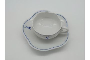ドイツ　マイセン　Meissen　双剣　シンプルで趣のあるティーカップ&ソーサー(西洋陶磁器、C&S)(R-061796)
