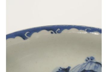 江戸期　古伊万里　染付　山水図　唐子　9.2寸皿　約28cm　ぷっくりとした愛らしい唐子図の大皿(九寸二分、和皿、和食器)(R-061797)
