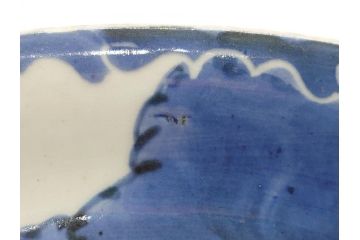 江戸期　古伊万里　染付　山水図　唐子　9.2寸皿　約28cm　ぷっくりとした愛らしい唐子図の大皿(九寸二分、和皿、和食器)(R-061797)