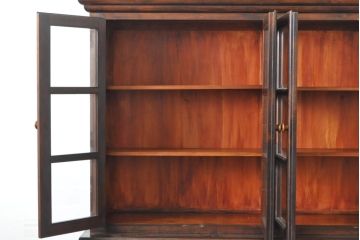 中古　美品　松本民芸家具　シックなデザインが高級感漂う食器棚(カップボード、飾り棚、収納棚、戸棚、サイドボード、サイドキャビネット、上下バラ売り可能)(R-061799)