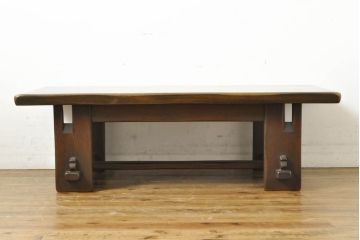 中古　神戸洋家具　永田良介商店　民芸風　シンプルなデザインがお部屋に取り入れやすいローテーブル(座卓、センターテーブル)(R-061803)