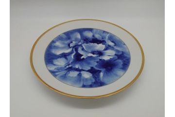 ドイツ　マイセン　Meissen　ひなげしの花　金彩　壁掛け　上品で清楚なタッチの花絵付けが見事な飾り皿(プレート、西洋陶磁器)(R-061805)