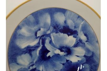 ドイツ　マイセン　Meissen　ひなげしの花　金彩　壁掛け　上品で清楚なタッチの花絵付けが見事な飾り皿(プレート、西洋陶磁器)(R-061805)