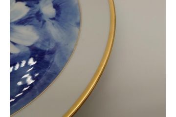 ドイツ　マイセン　Meissen　ひなげしの花　金彩　壁掛け　上品で清楚なタッチの花絵付けが見事な飾り皿(プレート、西洋陶磁器)(R-061805)