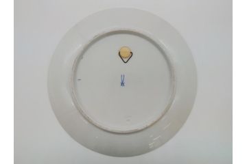 ドイツ　マイセン　Meissen　ひなげしの花　金彩　壁掛け　上品で清楚なタッチの花絵付けが見事な飾り皿(プレート、西洋陶磁器)(R-061805)