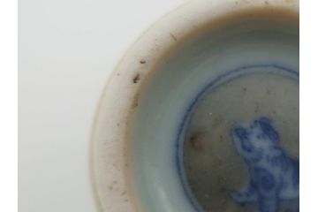 江戸〜明治　染付　極小　興味深い情景の絵付けが目を引く飾り壺(一輪挿し、鼻煙壺、壷、花器、人物、虎)(R-061808)