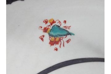 希少　上手物　江戸〜明治　九谷焼　二重角福　色絵　花鳥図　彩り鮮やかな絵付けに惹かれる9寸深鉢(松、梅、鳥、狸、人物、和食器)(R-061812)