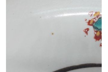 希少　上手物　江戸〜明治　九谷焼　二重角福　色絵　花鳥図　彩り鮮やかな絵付けに惹かれる9寸深鉢(松、梅、鳥、狸、人物、和食器)(R-061812)