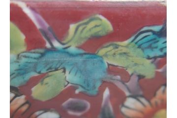 希少　上手物　江戸〜明治　九谷焼　二重角福　色絵　花鳥図　彩り鮮やかな絵付けに惹かれる9寸深鉢(松、梅、鳥、狸、人物、和食器)(R-061812)