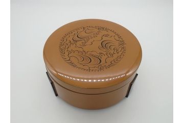 大正〜昭和初期　木製　漆器　菓子器揃(菓子鉢、4.6寸皿5枚、約14cm、共箱付き、創業五拾周年記念、帝國生命保険株式会社、漆工芸、和食器、和皿)(R-061813)