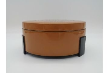 大正〜昭和初期　木製　漆器　菓子器揃(菓子鉢、4.6寸皿5枚、約14cm、共箱付き、創業五拾周年記念、帝國生命保険株式会社、漆工芸、和食器、和皿)(R-061813)