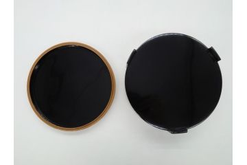 大正〜昭和初期　木製　漆器　菓子器揃(菓子鉢、4.6寸皿5枚、約14cm、共箱付き、創業五拾周年記念、帝國生命保険株式会社、漆工芸、和食器、和皿)(R-061813)