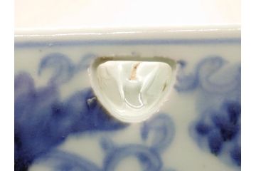 希少　江戸期　古伊万里　大明成化年製　染付　花唐草文　藍色の濃淡で描かれた模様が美しい1.2尺片口鉢(深鉢、和食器)(R-061814)