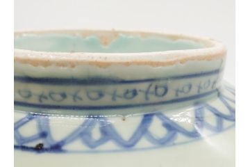 希少　江戸期　古伊万里　大明成化年製　染付　花唐草文　藍色の濃淡で描かれた模様が美しい1.2尺片口鉢(深鉢、和食器)(R-061814)