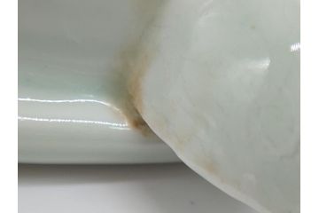 希少　江戸期　古伊万里　大明成化年製　染付　花唐草文　藍色の濃淡で描かれた模様が美しい1.2尺片口鉢(深鉢、和食器)(R-061814)