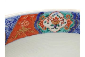 幕末　富長貴春(富貴長春)　金彩　色絵　染付　松竹梅文　華やかな色彩が目を惹く8.3寸深鉢(和食器)(R-061817)