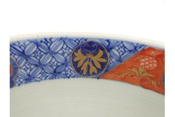 幕末　富長貴春(富貴長春)　金彩　色絵　染付　松竹梅文　華やかな色彩が目を惹く8.3寸深鉢(和食器)(R-061817)