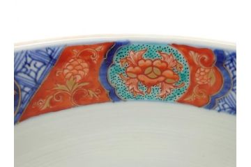幕末　富長貴春(富貴長春)　金彩　色絵　染付　松竹梅文　華やかな色彩が目を惹く8.3寸深鉢(和食器)(R-061817)
