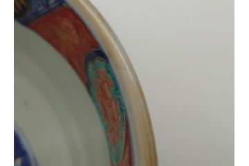 幕末　富長貴春(富貴長春)　金彩　色絵　染付　松竹梅文　華やかな色彩が目を惹く8.3寸深鉢(和食器)(R-061817)