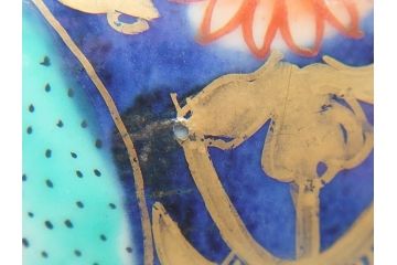 幕末　富長貴春(富貴長春)　金彩　色絵　染付　松竹梅文　華やかな色彩が目を惹く8.3寸深鉢(和食器)(R-061817)