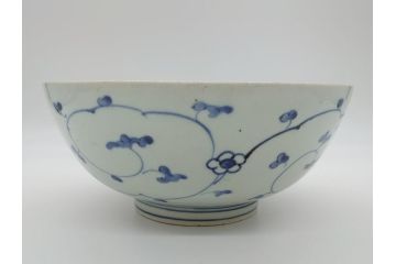 江戸期　古伊万里　大明年製　染付　山水図　9.2寸皿　約28cm　繊細な絵付けが美しい深鉢(九寸二分、和皿、深皿、和食器)(R-061818)