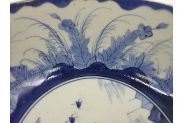 江戸期　古伊万里　大明年製　染付　山水図　9.2寸皿　約28cm　繊細な絵付けが美しい深鉢(九寸二分、和皿、深皿、和食器)(R-061818)