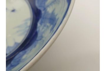 江戸期　古伊万里　大明年製　染付　山水図　9.2寸皿　約28cm　繊細な絵付けが美しい深鉢(九寸二分、和皿、深皿、和食器)(R-061818)
