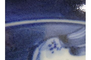 江戸期　古伊万里　大明年製　染付　山水図　9.2寸皿　約28cm　繊細な絵付けが美しい深鉢(九寸二分、和皿、深皿、和食器)(R-061818)