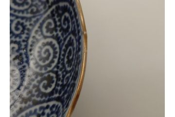 江戸期　古伊万里　宣徳年製　染付　変形　蛸唐草文　5寸皿　約15cm　総蛸唐草の絵付けに魅了される皿3枚セット(五寸、和皿、なます皿、和食器)(R-061819)