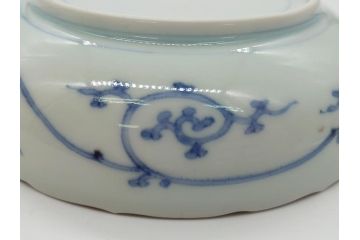 江戸期　古伊万里　宣徳年製　染付　変形　蛸唐草文　5寸皿　約15cm　総蛸唐草の絵付けに魅了される皿3枚セット(五寸、和皿、なます皿、和食器)(R-061819)