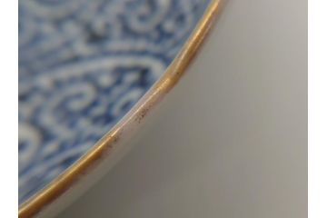 江戸期　古伊万里　宣徳年製　染付　変形　蛸唐草文　5寸皿　約15cm　総蛸唐草の絵付けに魅了される皿3枚セット(五寸、和皿、なます皿、和食器)(R-061819)