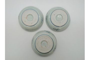 江戸期　古伊万里　染付　蛸唐草文　5寸皿　約15cm　伊万里焼の伝統美が詰まった皿3枚セット(五寸、和皿、小皿、小鉢、和食器)(R-061820)