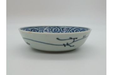 江戸期　古伊万里　染付　蛸唐草文　5寸皿　約15cm　伊万里焼の伝統美が詰まった皿3枚セット(五寸、和皿、小皿、小鉢、和食器)(R-061820)