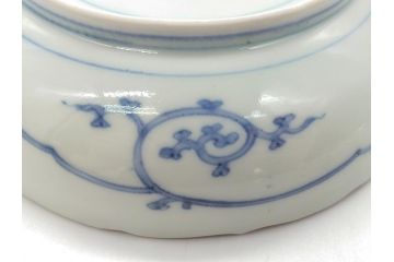 江戸期　古伊万里　宣徳年製　染付　変形　蛸唐草文　5寸皿　約15cm　総蛸唐草の絵付けに魅了される皿2枚セット(五寸、和皿、なます皿、和食器)(R-061821)